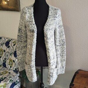 Madison Lilly Chunky Knit Cardigan | Grey & White | Size S